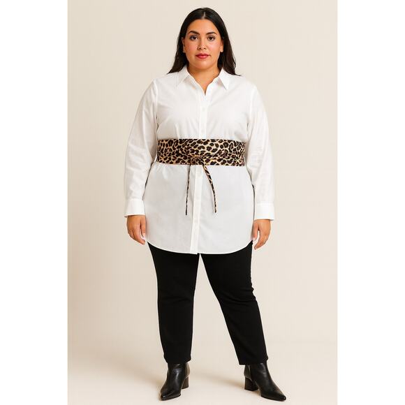 Leopard Print Faux Leather Obi Belt –‎ Adjustable Wrap Style Waist Cincher - Picture 1 of 4